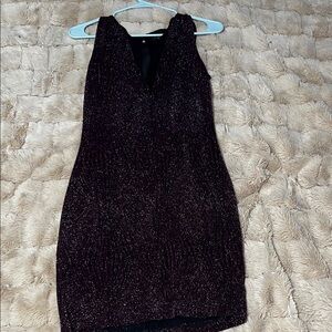 Trixxi Black and Gold Glitter Mini Dress